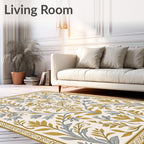 Golden Two Birds Floral Branches Rug