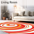 Crimson Orange Swirl Abstract Rug