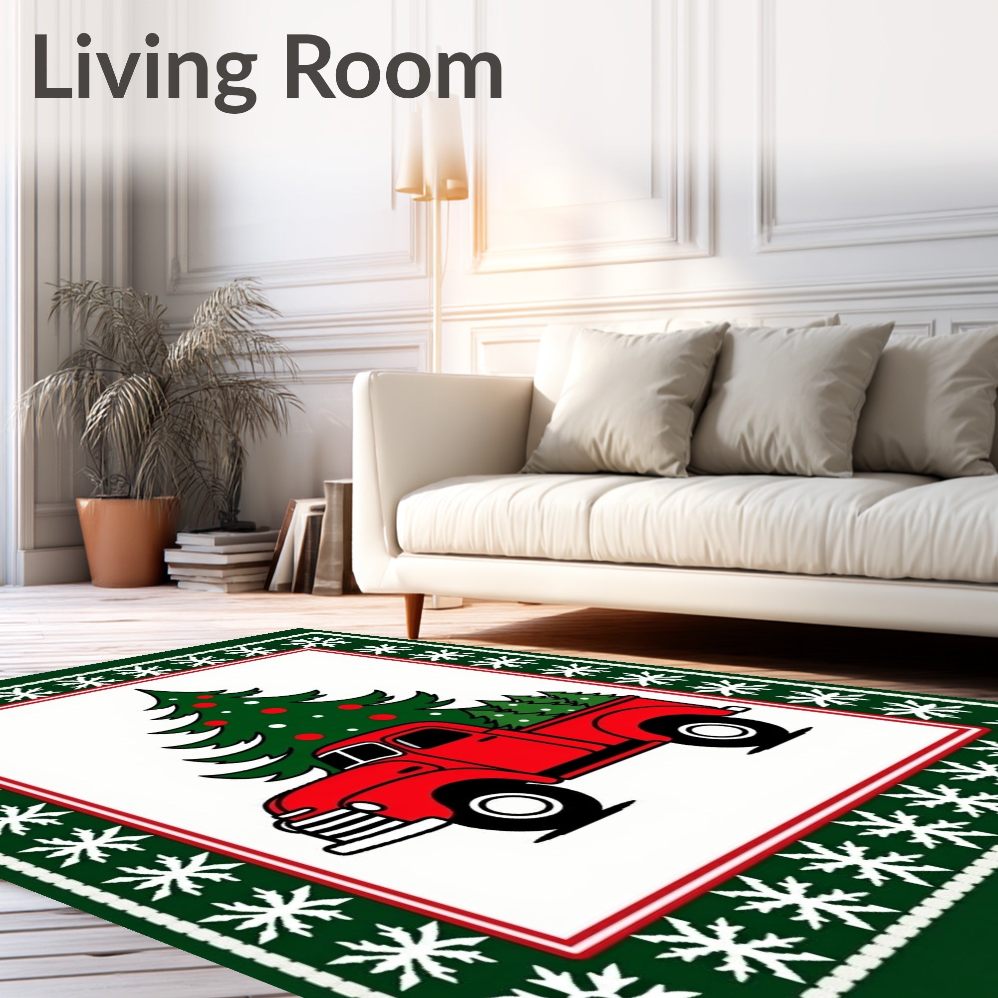 Classic Red Truck Christmas Tree Rug