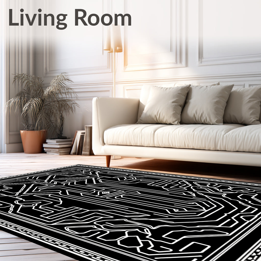 Monochromatic Linear Geometric Icon Rug