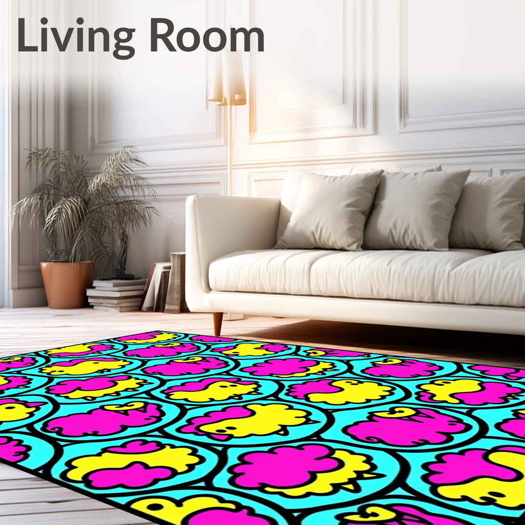 Bold Sheep Pink Yellow Circles Rug