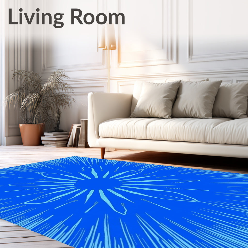 Radiant Blue Starburst Petal Rug