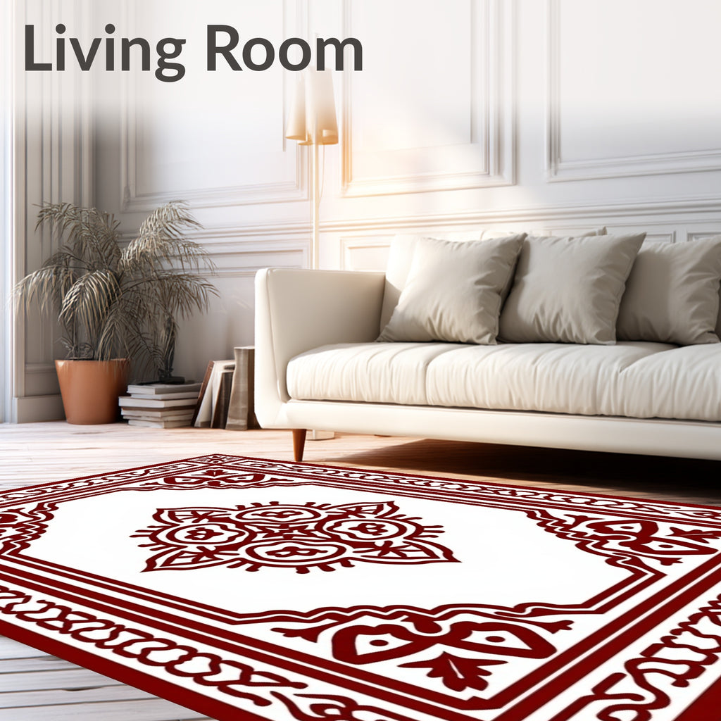 Rich Burgundy Intricate Floral Medallion Rug