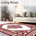 Rich Burgundy Intricate Floral Medallion Rug