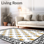 Ornate Golden Floral Lattice Rug