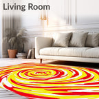 Vibrant Red Yellow Swirl Abstract Rug