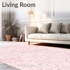 Pale Pink Whimsical Swirl Flora Rug