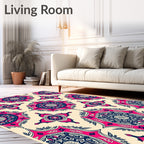 Crimson Navy Medallion Sunburst Rug