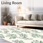 Green Floral Vine Swirl Rug
