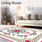 Pink Floral Medallion With Green Accents Rug