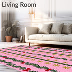 Pink Green Garland Red Bow Star Rug