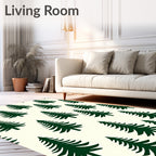 Dark Green Christmas Trees Repeating Design Rug