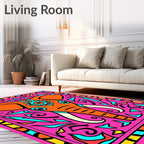 Vibrant Pink Elephant Medallion Art Rug