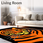 Bold Orange Tiger Face Portrait Rug