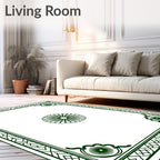 Emerald Green Floral Bordered Statement Rug