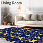Golden Reindeer Navy Floral Medallion Rug
