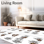 Woodland Winter Cabin Scene Rug