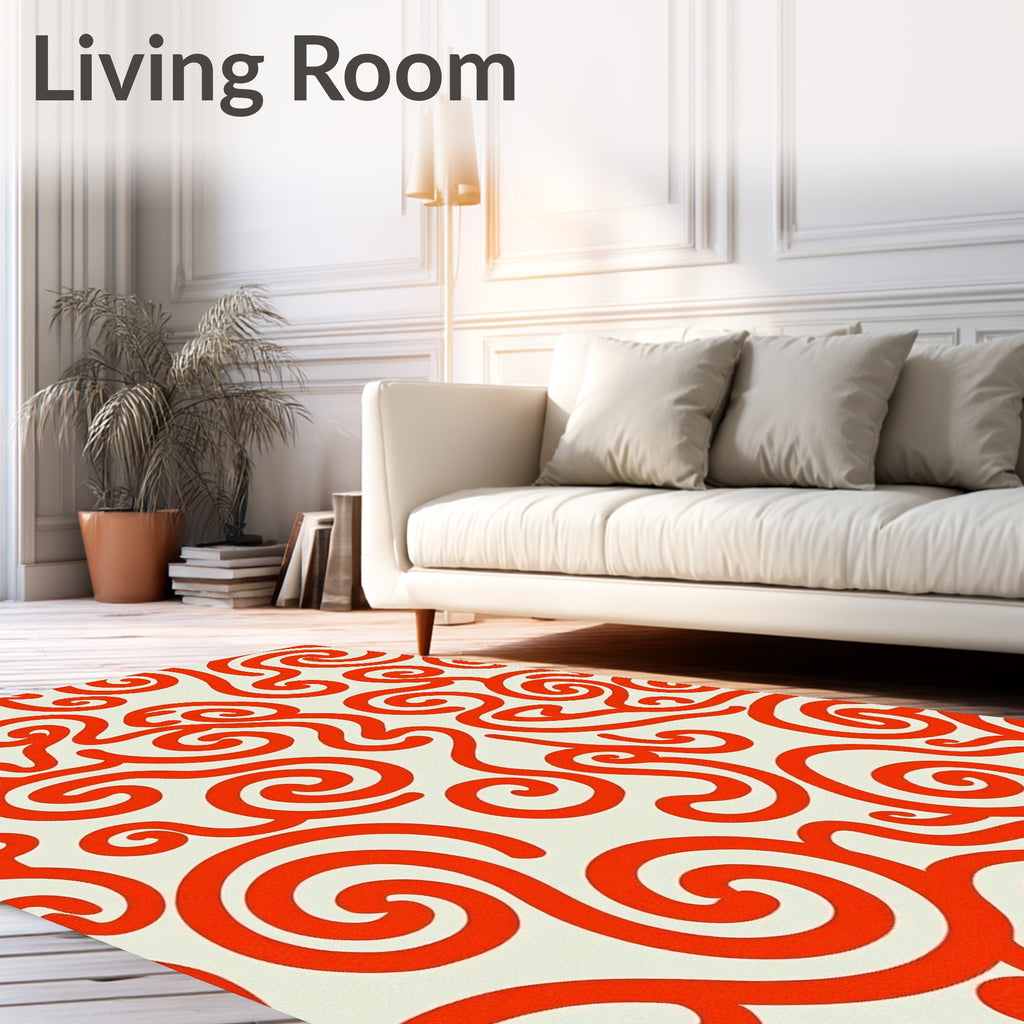 Bold Red Swirling Curls Rug