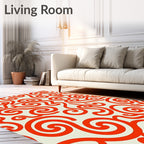 Bold Red Swirling Curls Rug