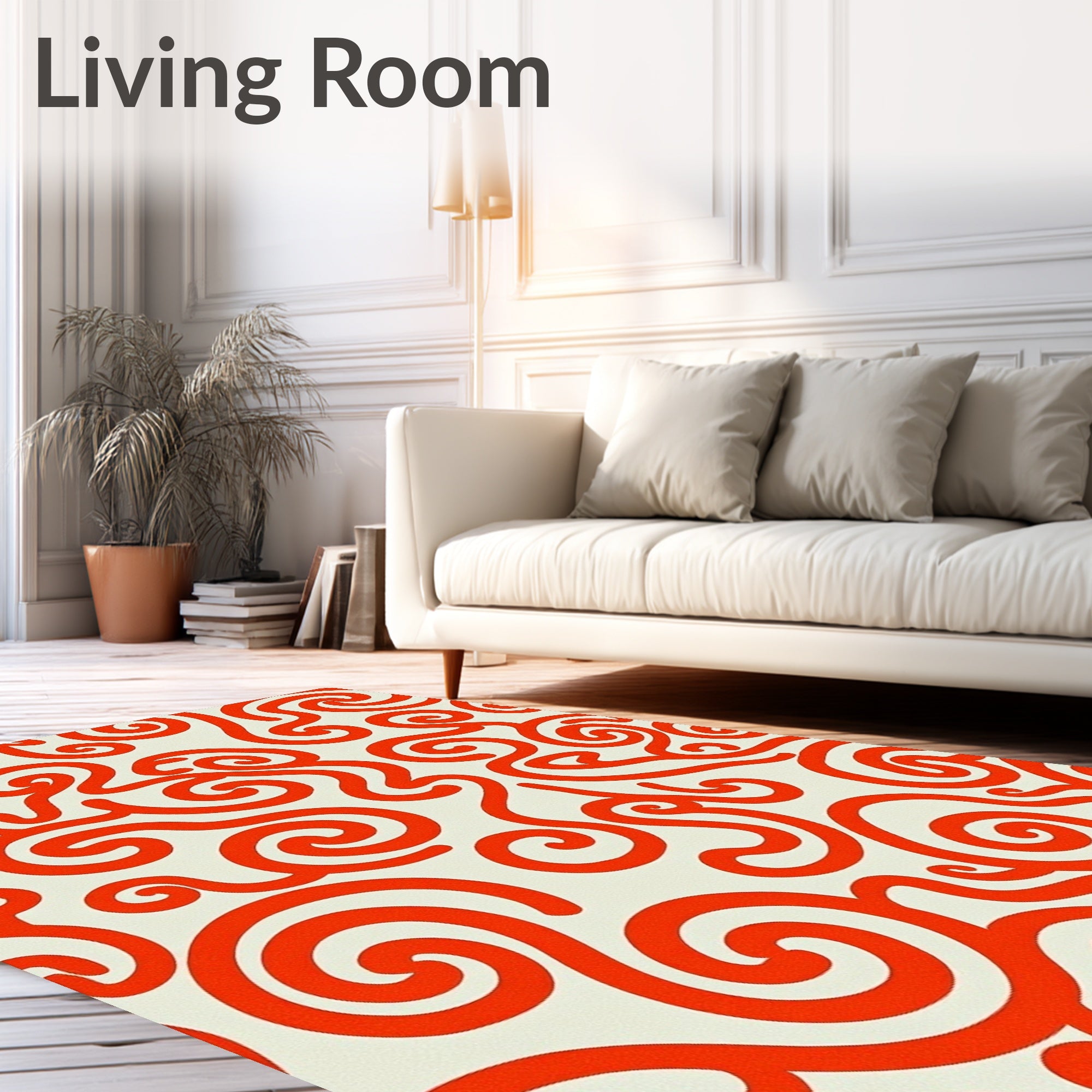 Bold Red Swirling Curls Rug