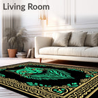 Emerald Cat With Golden Border Rug