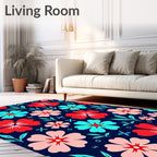 Bold Red Teal Floral Garden Rug