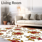 Crimson Gold Flourish Scroll Medallion Rug
