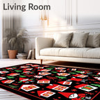 Charming Gnome Village Red White Houses Rug