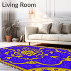 Royal Blue Golden Baroque Symmetry Rug