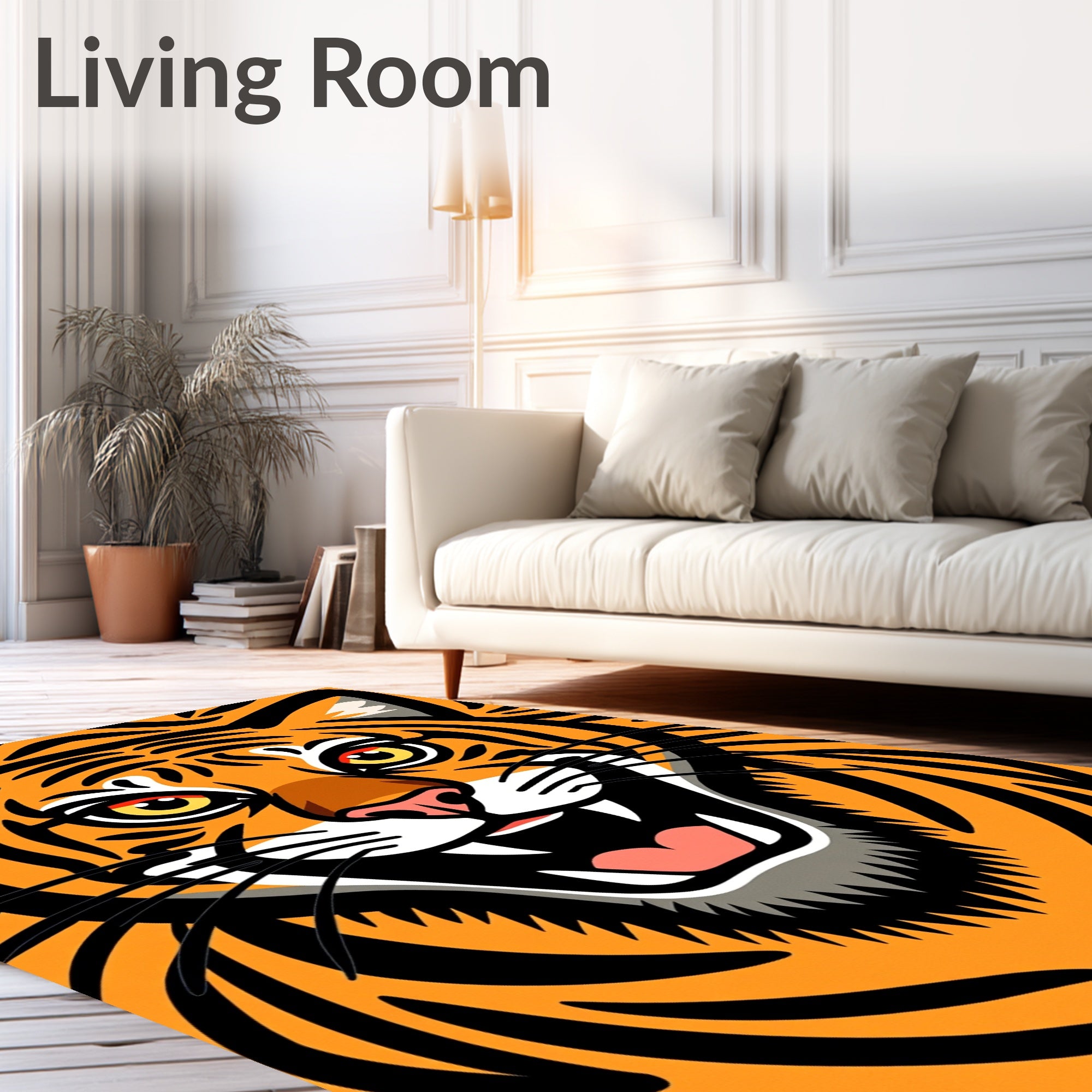 Bold Orange Tiger Face Stripes Rug