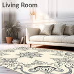 Cream and Gray Floral Medallion Rug