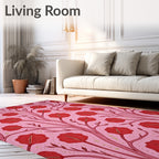 Pink Red Floral Vine Botanical Art Rug