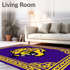 Purple and Yellow Tiger Portrait Border Rug