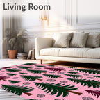 Pink Forest Trees With Snowflake Accents Rug