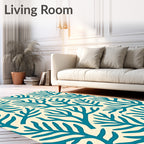 Teal Silhouette Coral Branches Rug