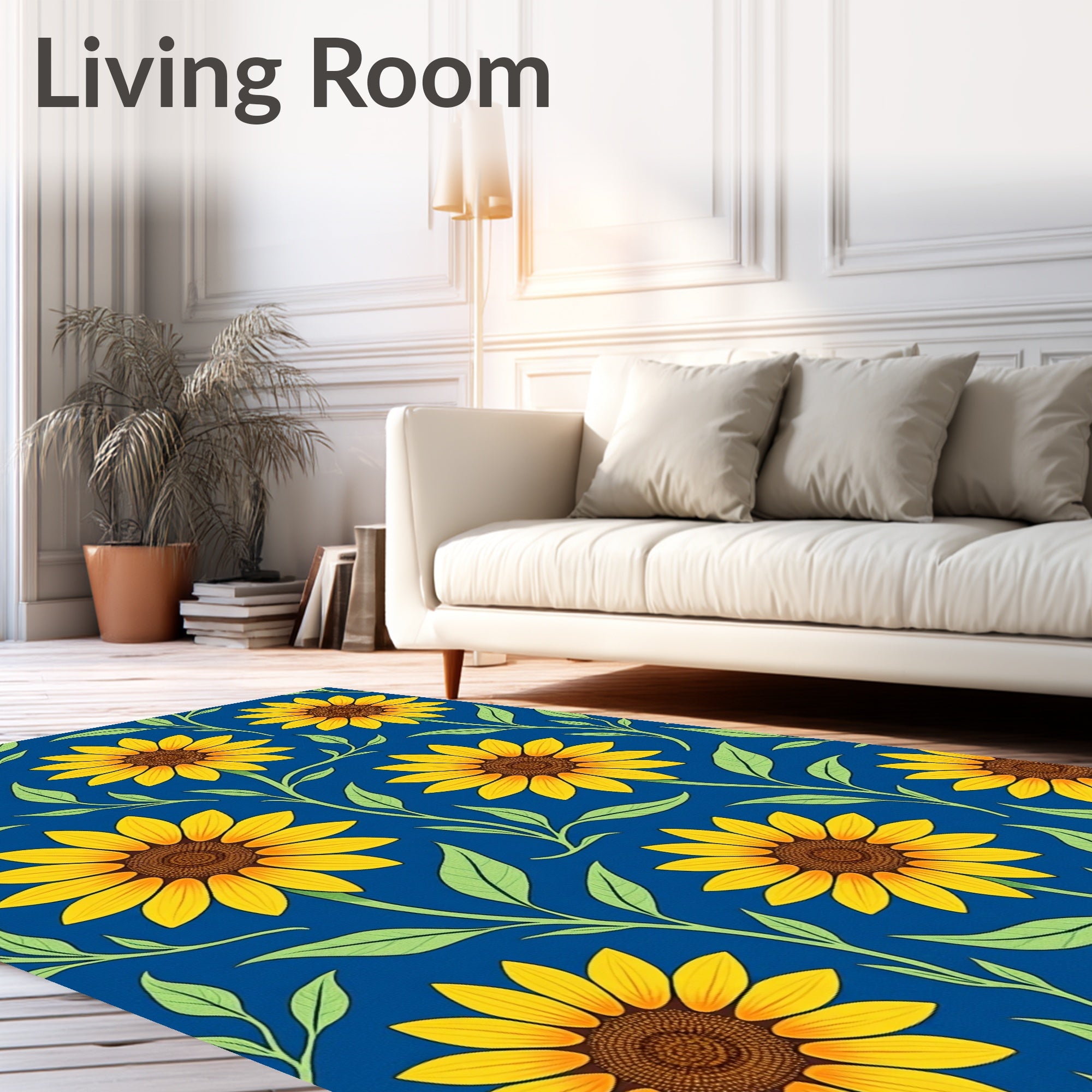 Sunny Yellow Sunflower Vine Garden Rug