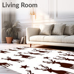 Brown Reindeer and Stars Repeating Pattern Rug