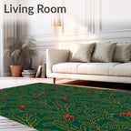 Emerald Holly Berry Leaf Vine Rug