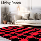 Bold Red Geometric Silhouette Rug