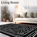 Monochromatic Labyrinth Relief Border Rug