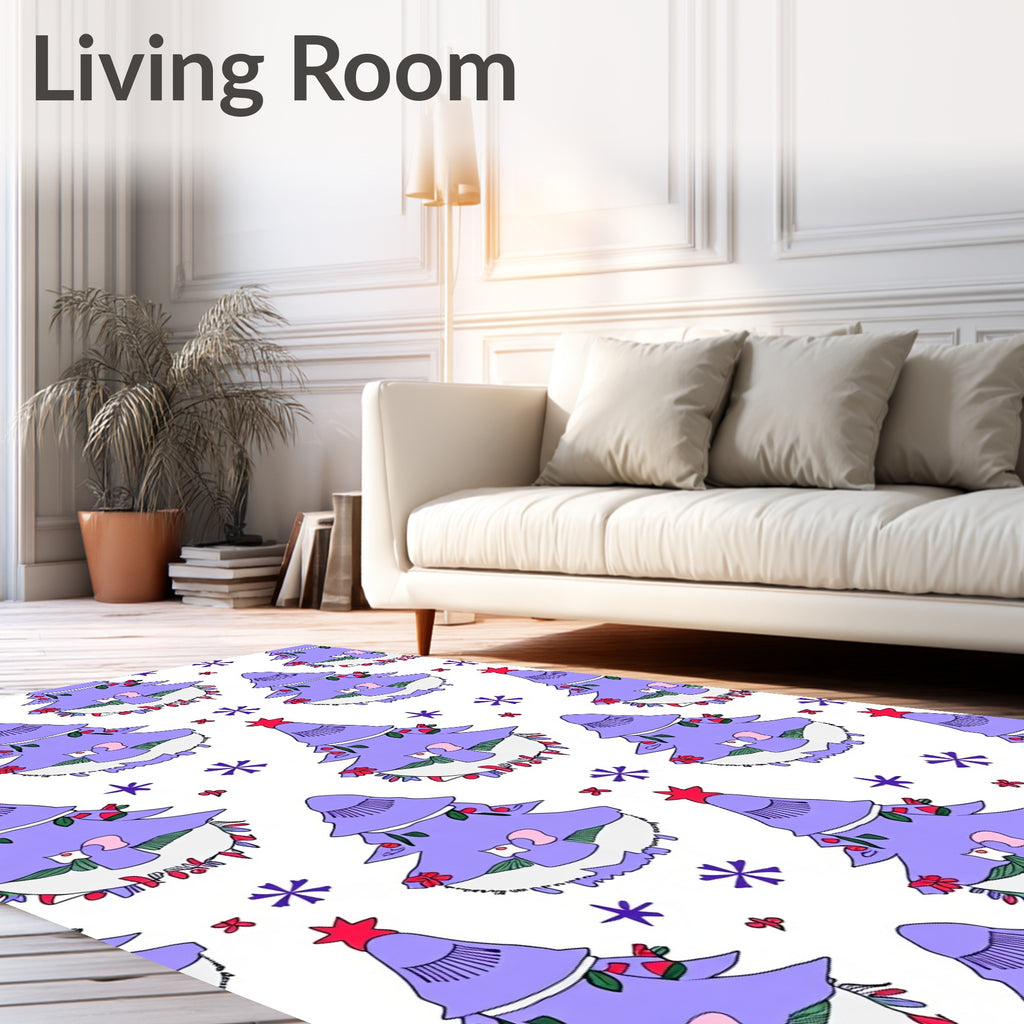 Purple Christmas Tree Snowflakes Rug