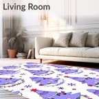 Purple Christmas Tree Snowflakes Rug