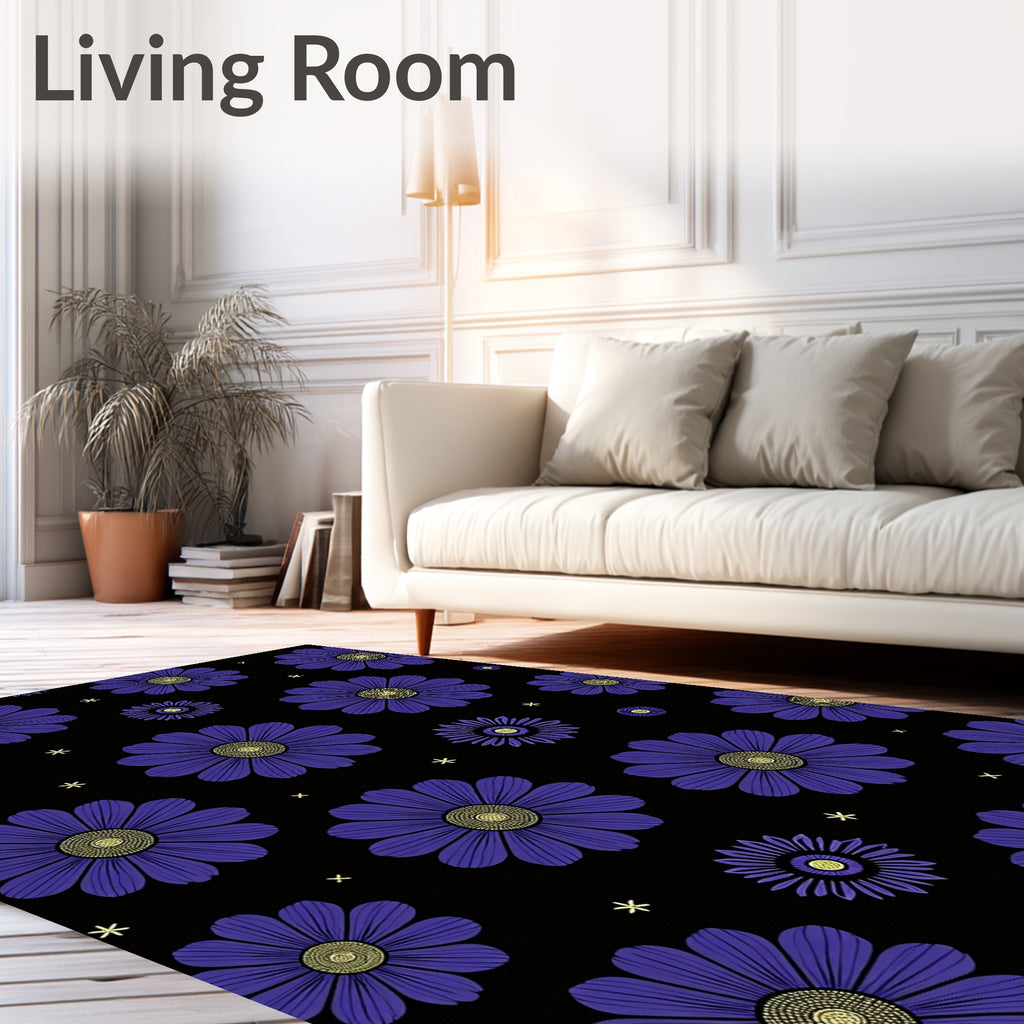 Dark Blue Daisy Meadow Rug