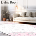Dainty Pink Starburst Floral Scroll Rug