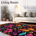 Vibrant Tropical Butterfly Garden Rug