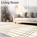 Cream Brown Geometric Overlay Rug