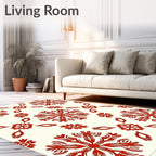 Crimson Floral Medallion Cream Rug