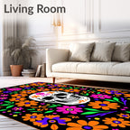 Vibrant Skull Floral Celebration Rug