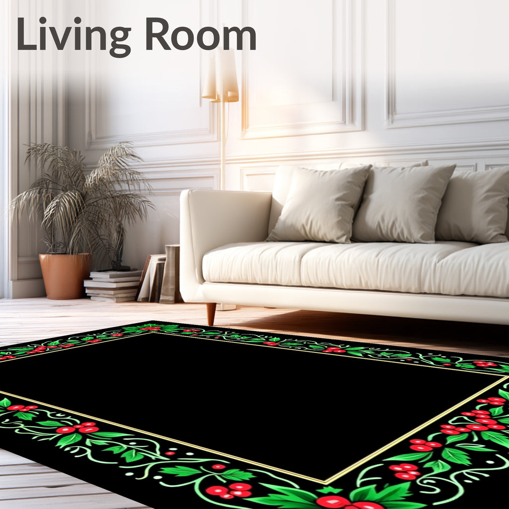 Red Holly Berry Garland Frame Rug