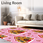 Gingerbread Houses Candy Pink Swirls Rug